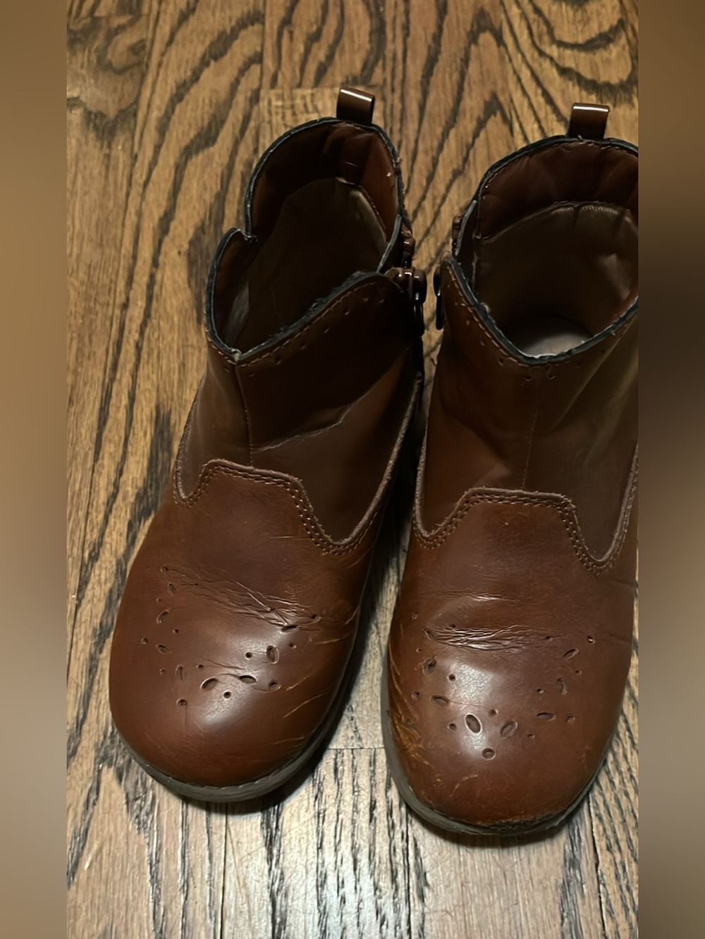 Kids Brown Leather Ankle Boots size 11